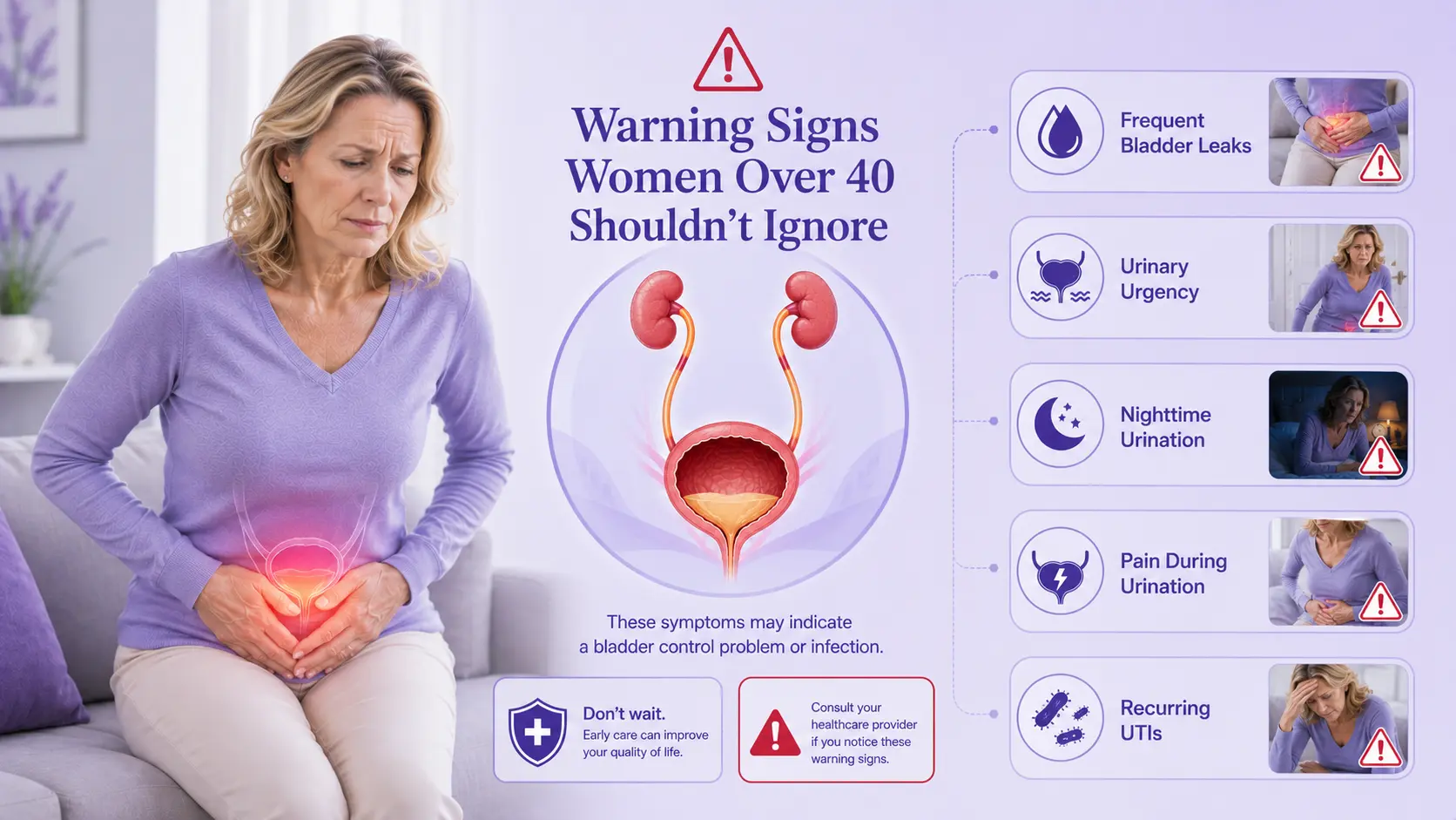 Symptoms that may indicate bladder control problems
